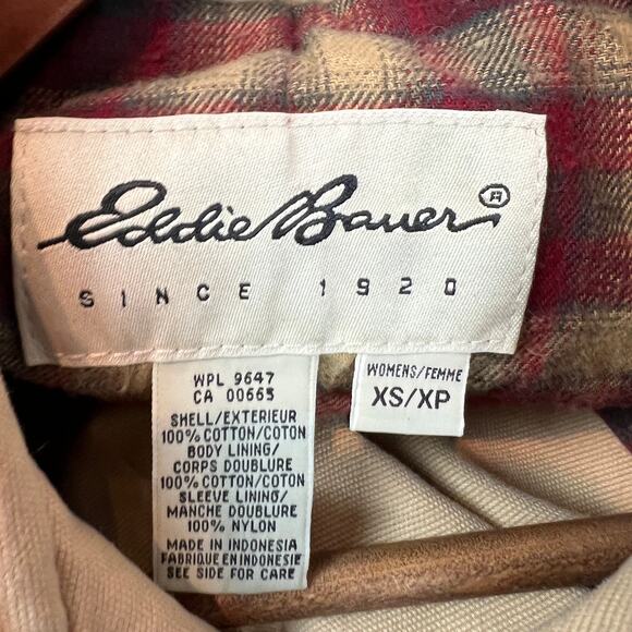 Eddie Bauer 2008 Goose Down Jacket Parka Full Zip Tan Leather Trim - XS - Picture 5 of 5
